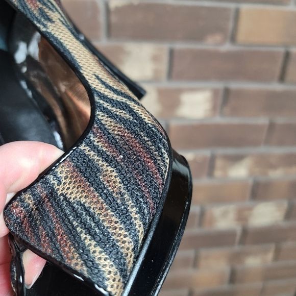 Carlos Carlos Santana ultra platform spike high heels peep toe trial print shoes - Picture 5 of 11